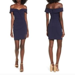 Classic Navy Blue Off The Shoulder Dress Size 3
